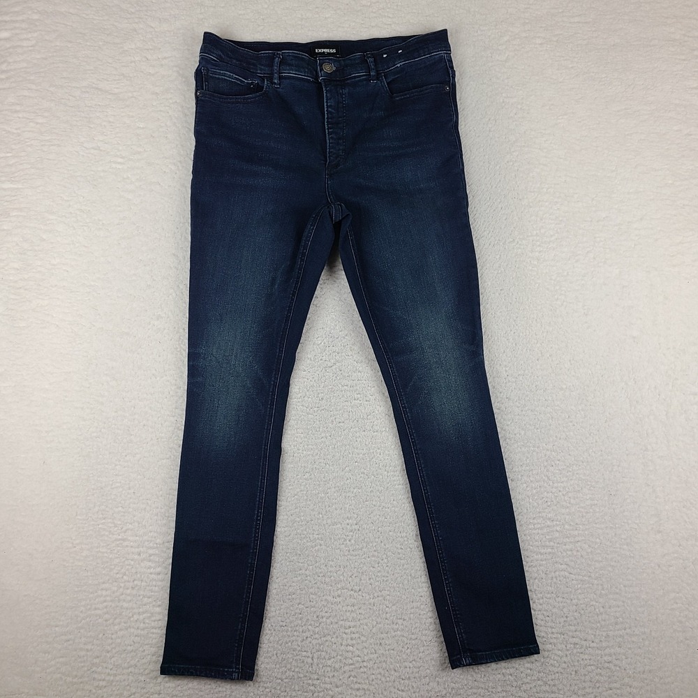 EXPRESS Jeans Womens 12 Blue Legging High Rise Stretch + Dark Wash Denim